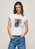 White Photo Print T-Shirt Pepe Jeans L20F2F410 Women