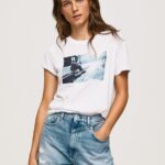 White Photo Print T-Shirt Pepe Jeans L20F2F429 Women