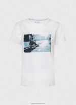 White Photo Print T-Shirt Pepe Jeans L20F2F429 Women - Image 5