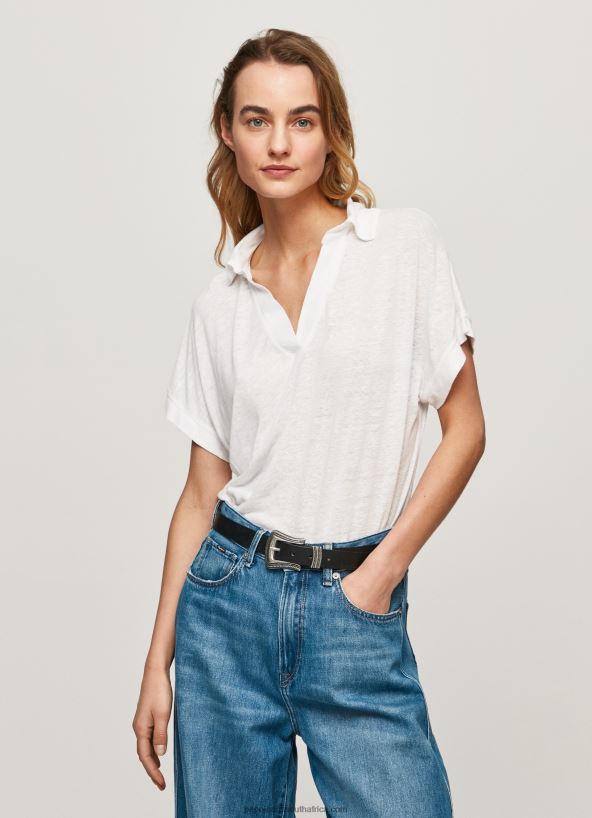 white_polo_shirt_pepe_jeans_l20f2f397_women.jpg White Polo Shirt Pepe Jeans L20F2F397 Women - Image 1