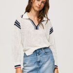 White Polo Style Crepe Jersey Pepe Jeans L20F2F250 Women