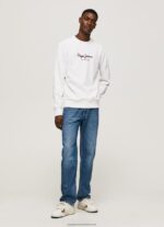 White Printed Logo Cotton Jumper Pepe Jeans L20F2F880 Men - Image 2