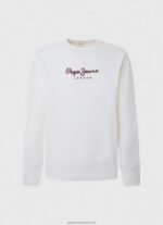 White Printed Logo Cotton Jumper Pepe Jeans L20F2F880 Men - Image 5