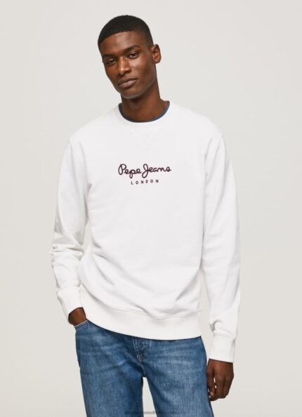 White Printed Logo Cotton Jumper Pepe Jeans L20F2F880 Men