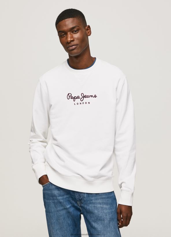 white_printed_logo_cotton_jumper_pepe_jeans_l20f2f880_men.jpg White Printed Logo Cotton Jumper Pepe Jeans L20F2F880 Men - Image 1