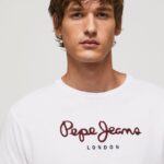 White Printed Logo Cotton T-Shirt Pepe Jeans L20F2F1018 Men
