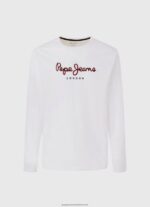 White Printed Logo Cotton T-Shirt Pepe Jeans L20F2F1018 Men - Image 5