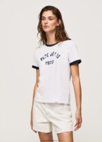 White Printed Logo Cotton T-Shirt Pepe Jeans L20F2F424 Women - Image 2