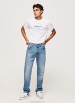 White Printed Logo Cotton T-Shirt Pepe Jeans L20F2F921 Men - Image 2