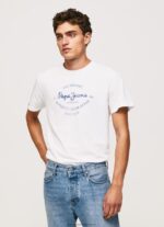 White Printed Logo Cotton T-Shirt Pepe Jeans L20F2F921 Men - Image 3