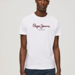 White Printed Logo Cotton T-Shirt Pepe Jeans L20F2F998 Men