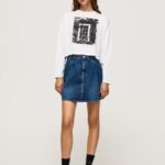 White Printed Long Sleeved T-Shirt Pepe Jeans L20F2F428 Women