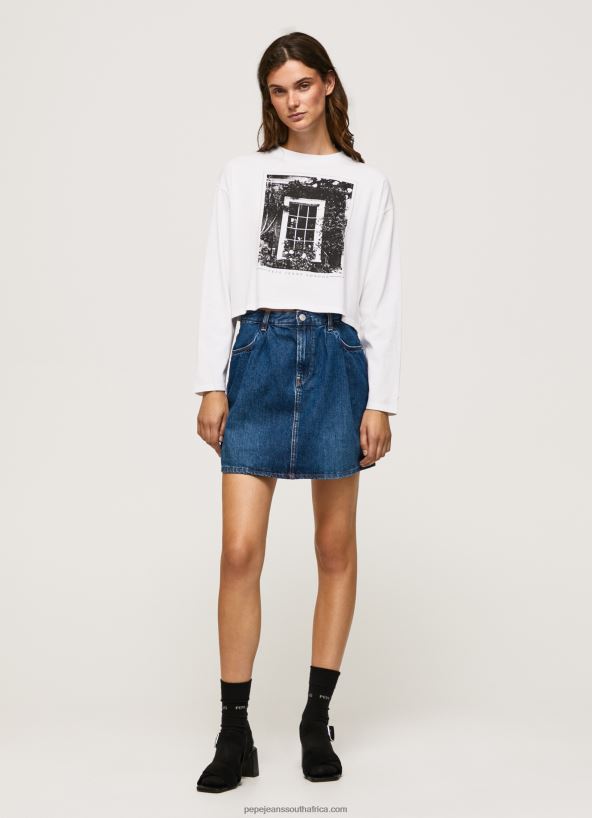 white_printed_long_sleeved_t_shirt_pepe_jeans_l20f2f428_women.jpg White Printed Long Sleeved T-Shirt Pepe Jeans L20F2F428 Women - Image 1