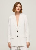 White Relaxed Fit Linen Blazer Pepe Jeans L20F2F110 Women