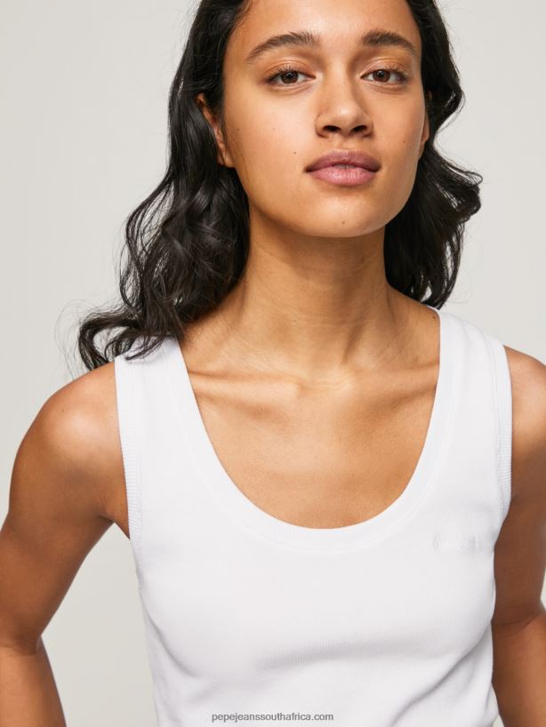 white_ribbed_armhole_sleeved_t_shirt_pepe_jeans_l20f2f457_women.jpg White Ribbed Armhole-Sleeved T-Shirt Pepe Jeans L20F2F457 Women - Image 1