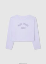 White Ribbed Shirt With Embroidered Logo Pepe Jeans L20F2F1459 Girl - Image 5