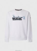 White Rounded Collar Cotton Jumper Pepe Jeans L20F2F877 Men - Image 5