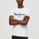White Short-Sleeved Cotton T-Shirt Pepe Jeans L20F2F1002 Men