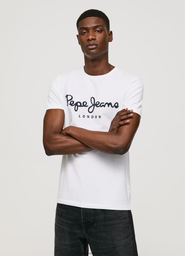 white_short_sleeved_cotton_t_shirt_pepe_jeans_l20f2f1002_men.jpg White Short-Sleeved Cotton T-Shirt Pepe Jeans L20F2F1002 Men - Image 1