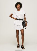 White Skirt With Lace Details Pepe Jeans L20F2F488 Women