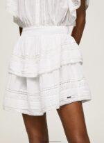 White Skirt With Lace Details Pepe Jeans L20F2F488 Women - Image 3