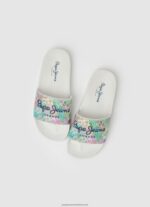 White Slider Martina Beach Flip Flops Pepe Jeans L20F2F1346 Girl - Image 2