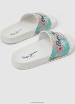 White Slider Martina Beach Flip Flops Pepe Jeans L20F2F1346 Girl - Image 4