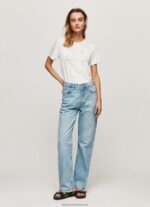 White Strass Print Logo T-Shirt Pepe Jeans L20F2F451 Women - Image 2
