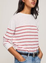 White Striped Print Cotton Jersey Pepe Jeans L20F2F238 Women - Image 3