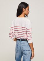 White Striped Print Cotton Jersey Pepe Jeans L20F2F238 Women - Image 4