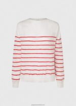 White Striped Print Cotton Jersey Pepe Jeans L20F2F238 Women - Image 5