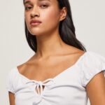White Sweetheart Neckline T-Shirt Pepe Jeans L20F2F462 Women