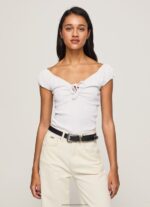 White Sweetheart Neckline T-Shirt Pepe Jeans L20F2F462 Women - Image 3