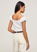 White Sweetheart Neckline T-Shirt Pepe Jeans L20F2F462 Women - Image 4