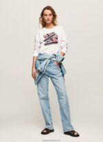 White Union Jack Cotton Jumper Pepe Jeans L20F2F266 Women - Image 2
