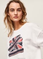 White Union Jack Cotton Jumper Pepe Jeans L20F2F266 Women - Image 3
