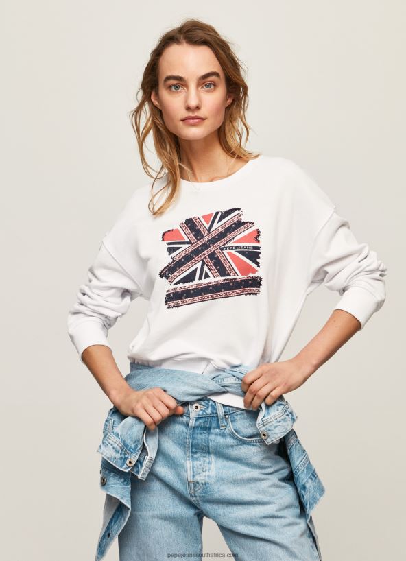 white_union_jack_cotton_jumper_pepe_jeans_l20f2f266_women.jpg White Union Jack Cotton Jumper Pepe Jeans L20F2F266 Women - Image 1