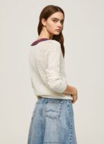 White V-Neck Crepe Jersey Pepe Jeans L20F2F228 Women - Image 4
