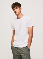 White Waffle Knit Cotton T-Shirt Pepe Jeans L20F2F960 Men