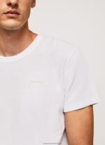 White Waffle Knit Cotton T-Shirt Pepe Jeans L20F2F960 Men - Image 3
