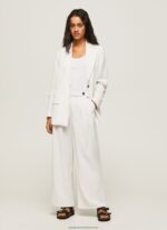 White Wide Pleated Trousers Pepe Jeans L20F2F288 Women
